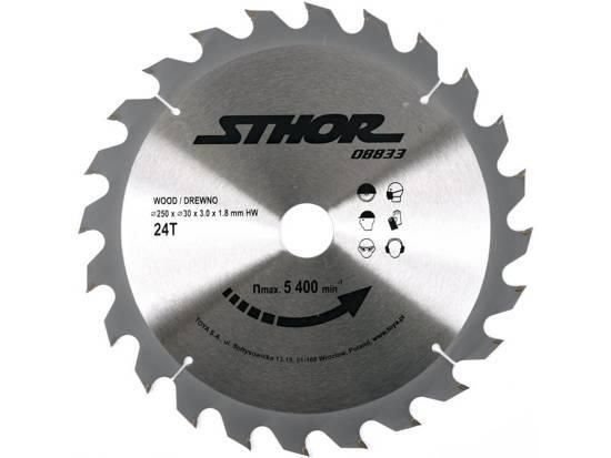 Диск пильний по дереву Ø-250/30х3мм 24 зуби Польща STHOR-08833
