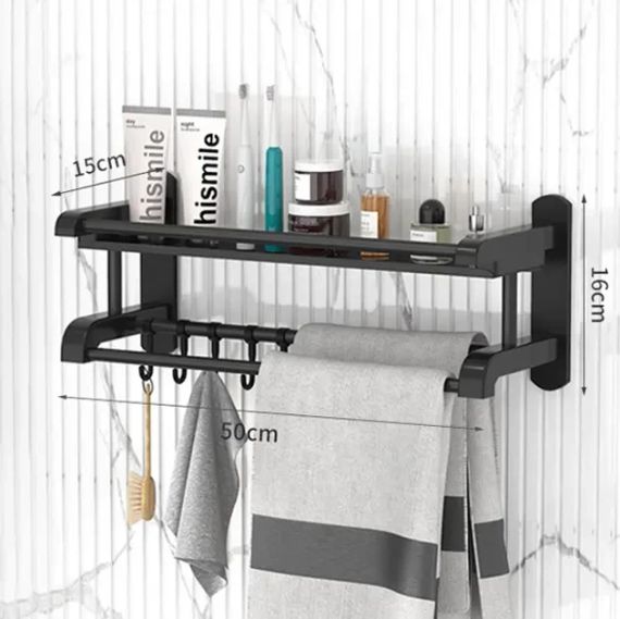 Полка для ванной комнаты с вешалкой для полотенец  SKLM-9 40см | Зображення 1