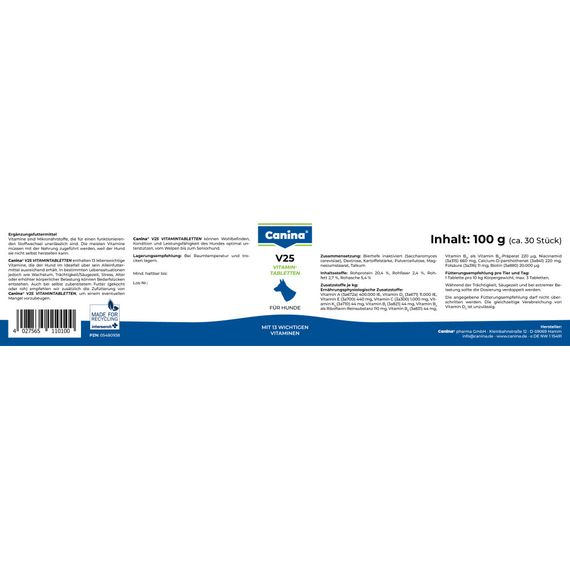 Вітамінний комплекс Canina V25 Vitamintabletten для собак 100 г 30 табл. | Зображення 5