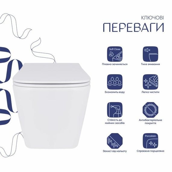 Унітаз підвісний Qtap Tern із сидінням Soft-close QT17332303ASW | Зображення 2