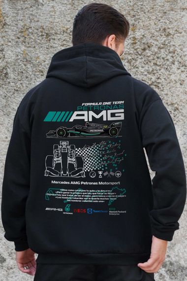 Утеплене зіп худі на флісі зіпер з принтом AMG Without Kane Black
