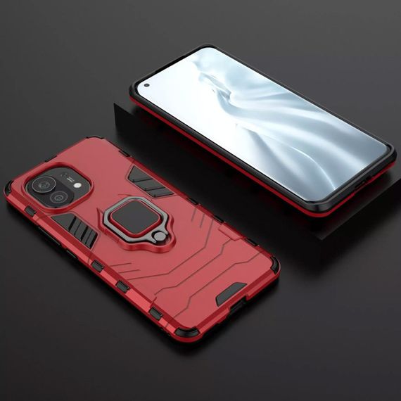 Ударопрочный чехол Transformer Ring for Magnet для Xiaomi Mi 11 TPU+PC, Кольцо-держатель, Красный / Dante Red | Зображення 4