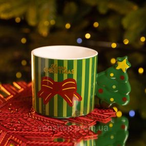 Чашка порцелянова новорічна Merry Christmas 350 (мл) Зелена Yiwu FM-CS-51GR