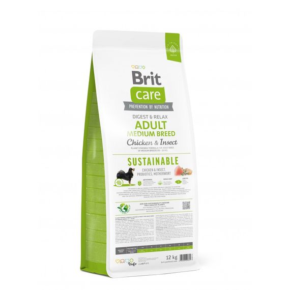 Корм сухий Brit Care Dog Sustainable Adult Medium Breed для дорослих собак середніх порід з куркою та комахами 12 кг | Зображення 2