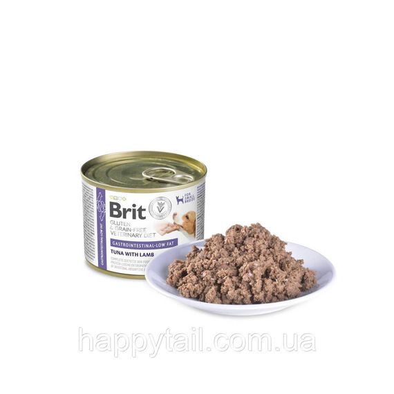 Лелікувальний вологий корм для собак Brit VetDiet Gastrointestinal Low Fat при проблемах з травленням з тунцем та ягням | Зображення 1