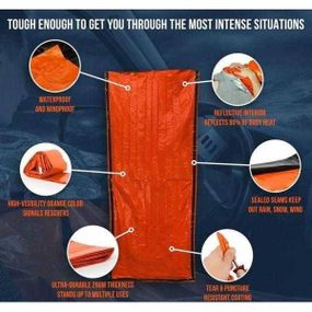 Аварійний спальний мішок для екстрених ситуацій Помаранчевий