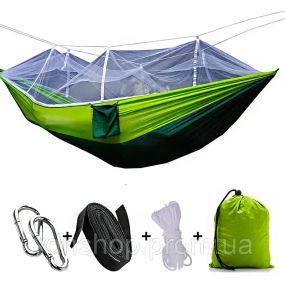 Підвісний гамак з москітною сіткою HIeha нейлоновий, з кишенею, повний комплект