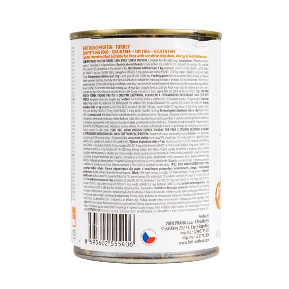 Влажный корм монопротеиновый с индейкой для собак Brit Mono Protein Dog Turkey, 400 гр | Зображення 2