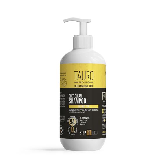 Шампунь для глибокого очищення шкіри та вовни собак та кішок TAURO PRO LINE Ultra Natural Care Deep Clean Shampoo 400 мл