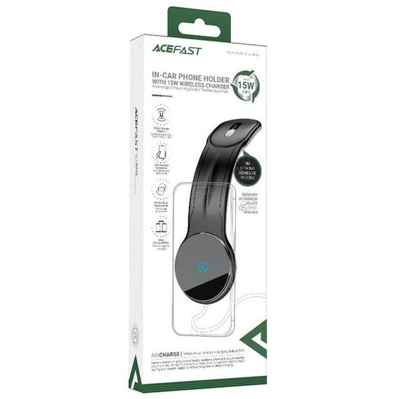 Автотримач з БЗП Acefast D21 Magnetic Wireless Charging 15W Black | Зображення 1