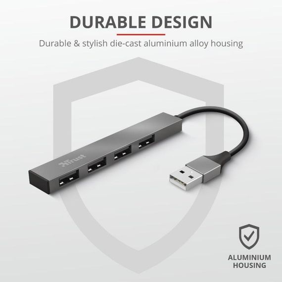 USB-хаб Trust Halyx Aluminium 4-Port Mini USB Hub (23786_TRUST) | Зображення 7