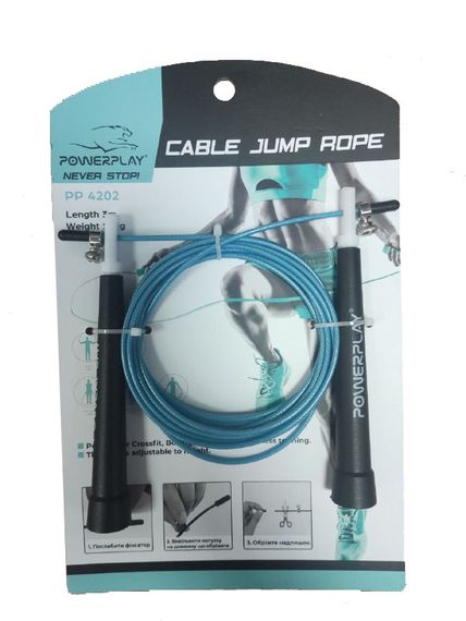 Скакалка швидкісна PowerPlay 4202 Ultra Speed Rope Бірюзова (2,9m.) | Зображення 7