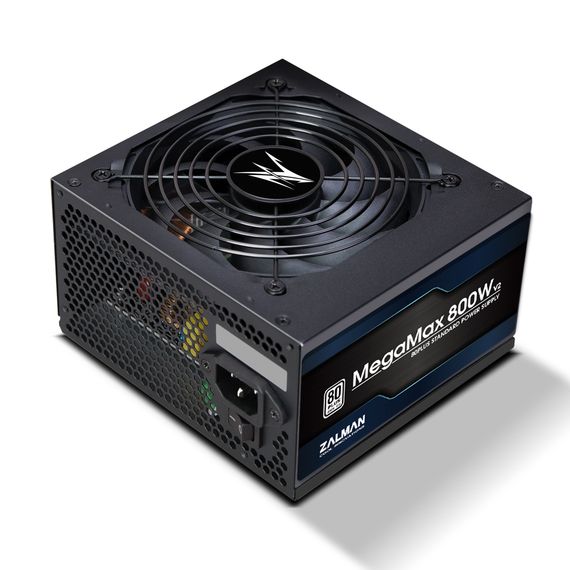 Блок питания Zalman Megamax (800W) 83% 80+ White 120мм 1xMB 24pin(20+4) 2xCPU (8pin+(4+4)pin) 4xMolex 8xSATA 4xPCIe 8pin(6+2) ZM800-TXII | Зображення 1