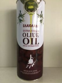 Оливковое масло рафинированное Elaiolado Extra Virgin, 1 л, Греция, для жарки,  в жестяной банке