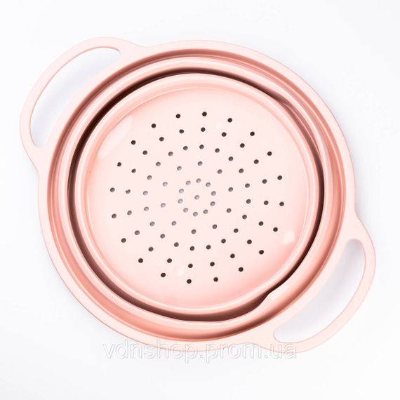 Друшляк силіконовий складаний з ручками 2.6 л Рожевий HP34544P | Зображення 1