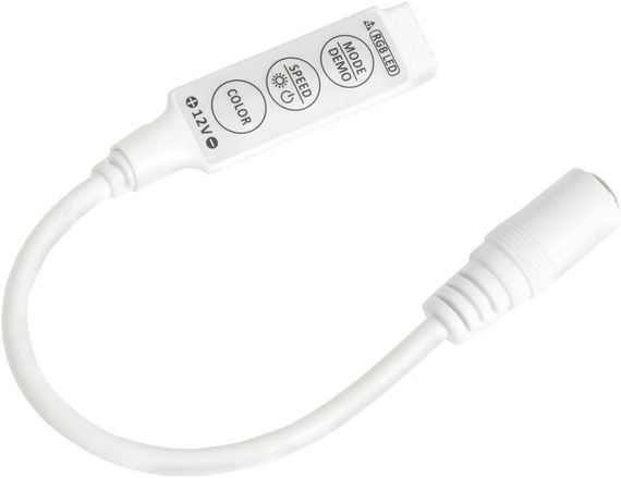 Контролер RGB Mini SvC 12A, 3х4A, 5-24V 3 кнопки, Білий, Без ПУ