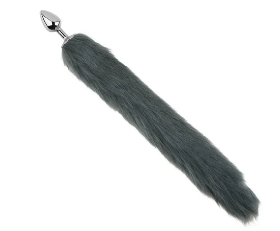 Анальная пробка с хвостом EGZO - Fox Tail Silver Plug Light Gray, size S Sex Aura | Зображення 1