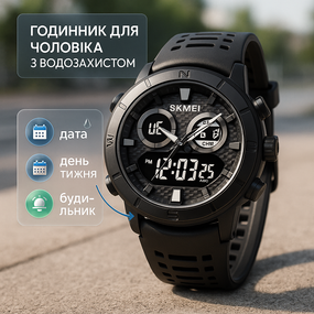 Надійний чоловічий наручний годинник SKMEI, Зручний годинник для занять спортом Протиударний VN-17