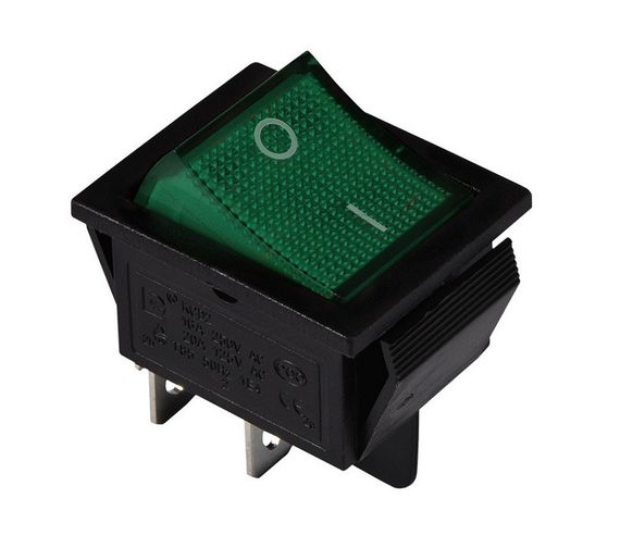 Переключатель KCD2-201N G/B 220V 1 клавиша зеленый с подсветкой Ny95500768
