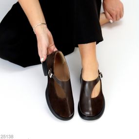 Дизайнерські шоколадні туфлі натуральна шкіра + замша низький хід