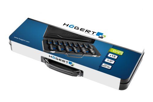 Набір головок ударних подовжених 1, 2", CrMo, HT4R049 уп 15 шт Hoegert | Зображення 4
