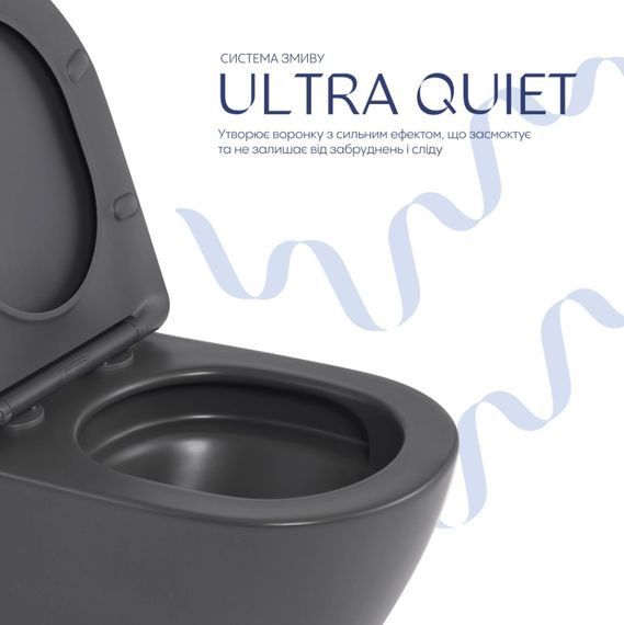 Унітаз підвісний Qtap Robin Ultra Quiet, з сидінням Slim Duroplast/ Soft-close/ Quick relase QT13332381АSAN | Зображення 5