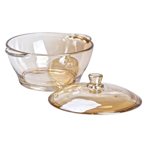 Супница с крышкой стеклянная Ø 15.5 см бульонница 1 л для горячих блюд HP-YH-5 | Зображення 3