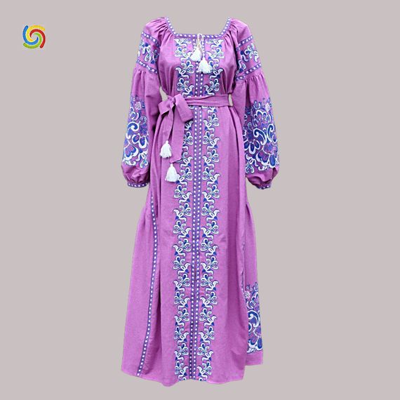 Платье Украинская вышиванка 241436 цвет бордовый размер L/XL