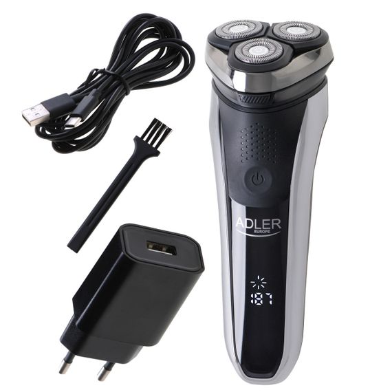 Електробритва Adler AD 2933 роторна акумуляторна 3 головки з тримером і дисплеєм USB | Зображення 4