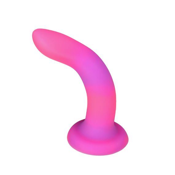Фалоімітатор, що світиться в темряві, ADDICTION Rave 8″, Glow in the Dark Dildo Pink Purple, 20,3 см | Зображення 1