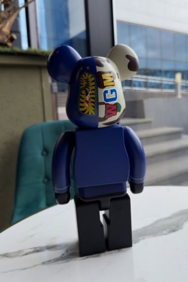 Bearbrick BAPE Line Camo Shark дизайнерська статуетка ведмідь Беарбрік 28 см mb017 синя | Зображення 3