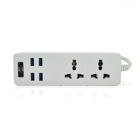 Сетевой фильтр ТВ-Т07.2 розетки+4 USB, 2м, сечение 3х0.75мм, 2500W, White | Зображення 1