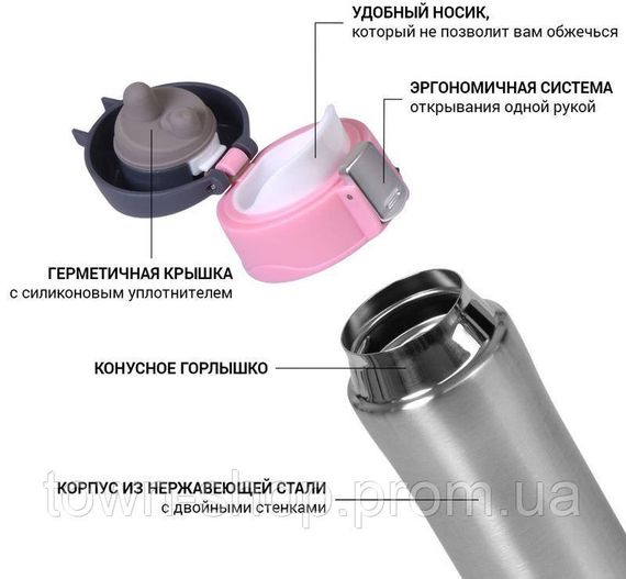 Термос Fissman Joranne Rose 420мл из нержавеющей стали FN-9819 | Зображення 1