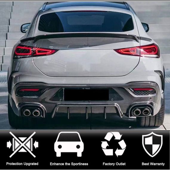 Накладки на задній бампер (для GLE 350/GLE450/GLE63 2019-2023, Карбон) для Mercedes GLE coupe C167 2019- рр | Зображення 1