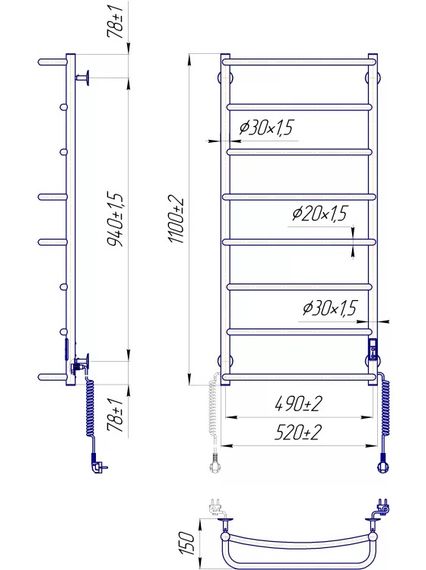 Рушникосушка Mario НР-І 1100х520-150 мм з таймером-регулятором 2.3.0317.10.P | Зображення 4