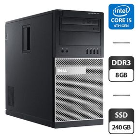 Комп'ютер Б-клас Dell OptiPlex 9020 Tower / Intel Core i5-4570 (4 ядра по 3.2 - 3.6 GHz) / 8 GB DDR3 / 240 GB SSD / Intel HD Graphics 4600 / DVD-ROM б/в