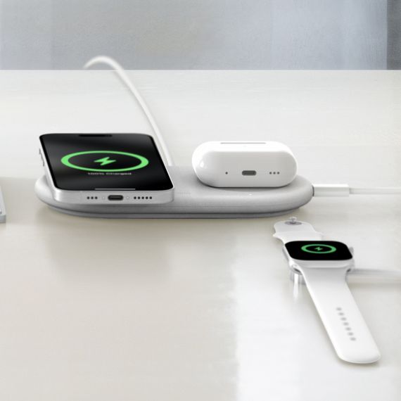 Зарядний пристрій Belkin бездротовий 2в1 15Вт Pad Qi2, білий (WIZ021VFWH) | Зображення 7