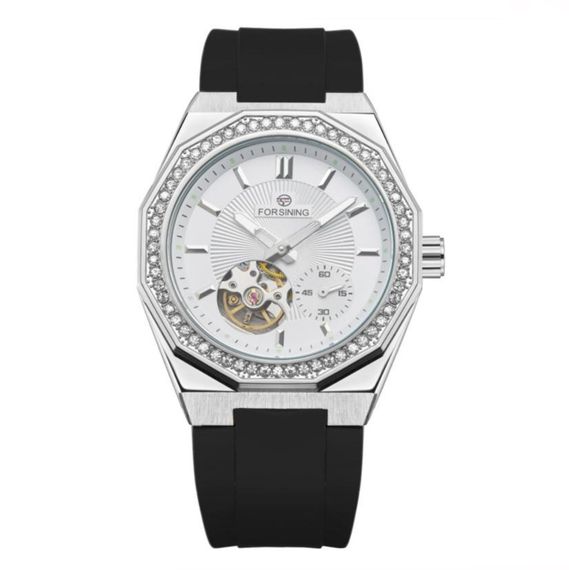 Наручний механічний годинник Forsining 8313 Black-Silver-White