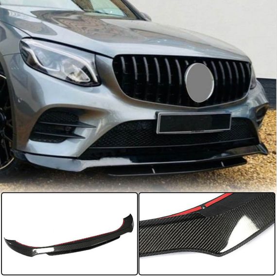 Накладка на передній бампер Lip (для AMG-Line/GLC43 AMG, Карбон) для Mercedes GLC coupe C253 2016-2023 рр