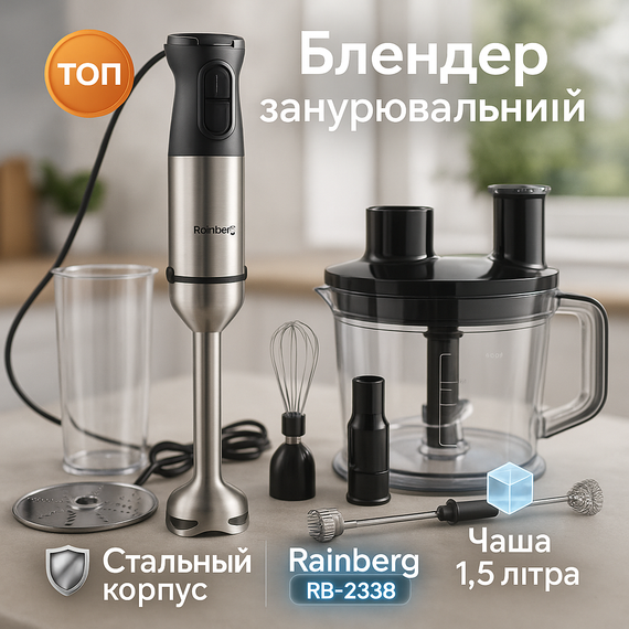 Блендер для кухни с мерным стаканом, Погружной блендер для домашних нужд классический NK-42