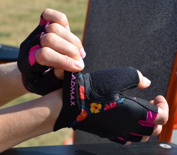 Рукавички для фітнесу MadMax MFG-770 Flower Power Gloves Black/Pink XS | Зображення 8
