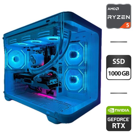 Ігровий ПК AeroCool P300C Tower / AMD Ryzen 5 7500F (6 (12) ядер по 3.7 - 5.0 GHz) / 32 GB DDR5 / 1000 GB SSD / nVidia GeForce RTX 3080, 10 GB GDDR6X, 320-bit / 750W б/в