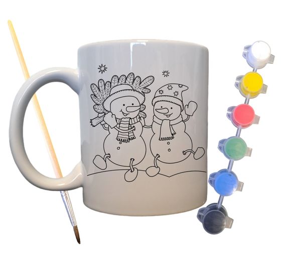 Набор для творчества кружка раскраска "Санта и Снеговик" 330 мл белая (КР0060) | Зображення 1