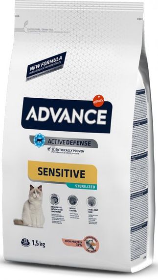 Корм Advance Cat Sterilized Salmon Sensitive сухой с лососем для стерилизованных кошек с чувствительным пищеварением 1.5 кг