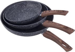 Набір 3 сковороди Kamille Grey Marble 20см, 24см, 28см, індукційні з антипригарним покриттям