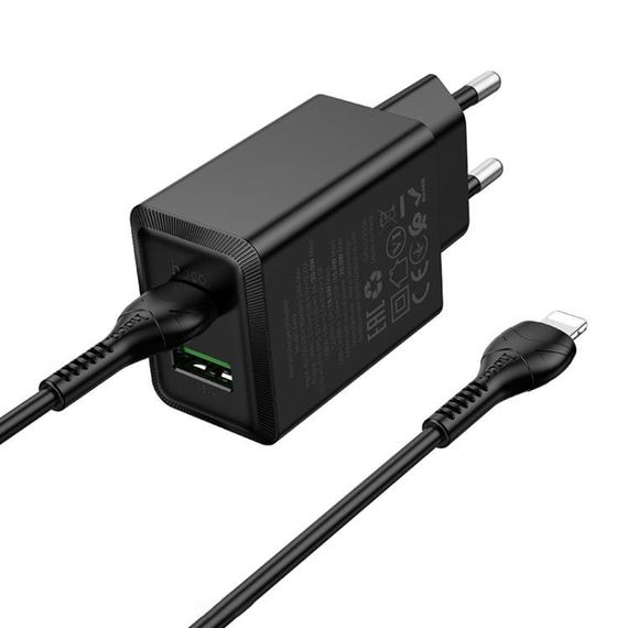 Набір СЗУ HOCO N69+Type-C/Lighting кабель, 1xUSB+1xUSB-C, PD20W+QC3.0, кабель 1м | Зображення 2