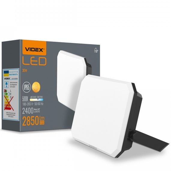 Светодиодный прожектор VIDEX F3 30W 5000K 220V Black (VLE-F3-0305B) | Зображення 4