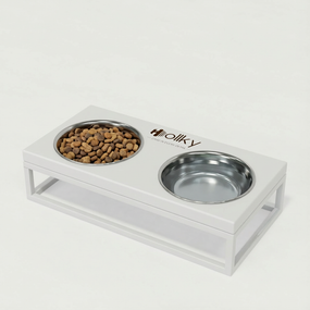 Миски на подставке для маленьких собак и котов Hollky Base S (2 × 0,45 л) BS-36187-WHWH
