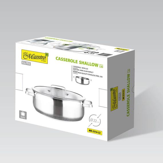 Каструля Maestro MR-3514-22, 2 л, 22 см, з нержавіючої сталі з кришкою, для всіх типів плит | Зображення 3
