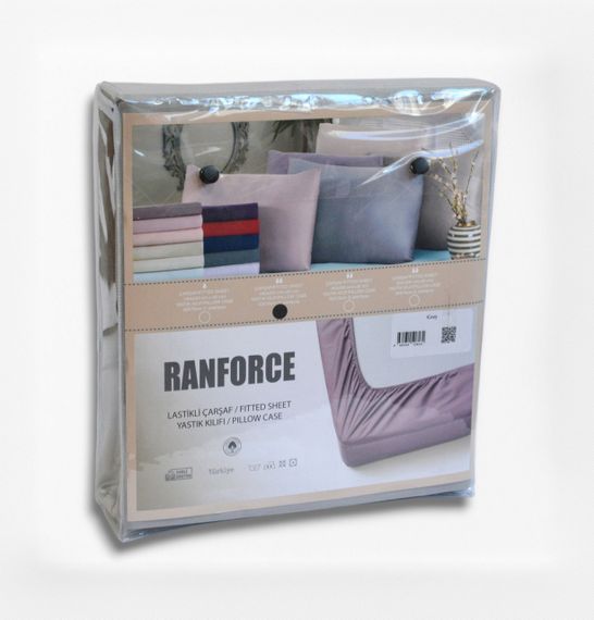 Простирадло 180х200см на гумці з наволочкою (ранфорс) First Choice, Світло-сіре | Зображення 3